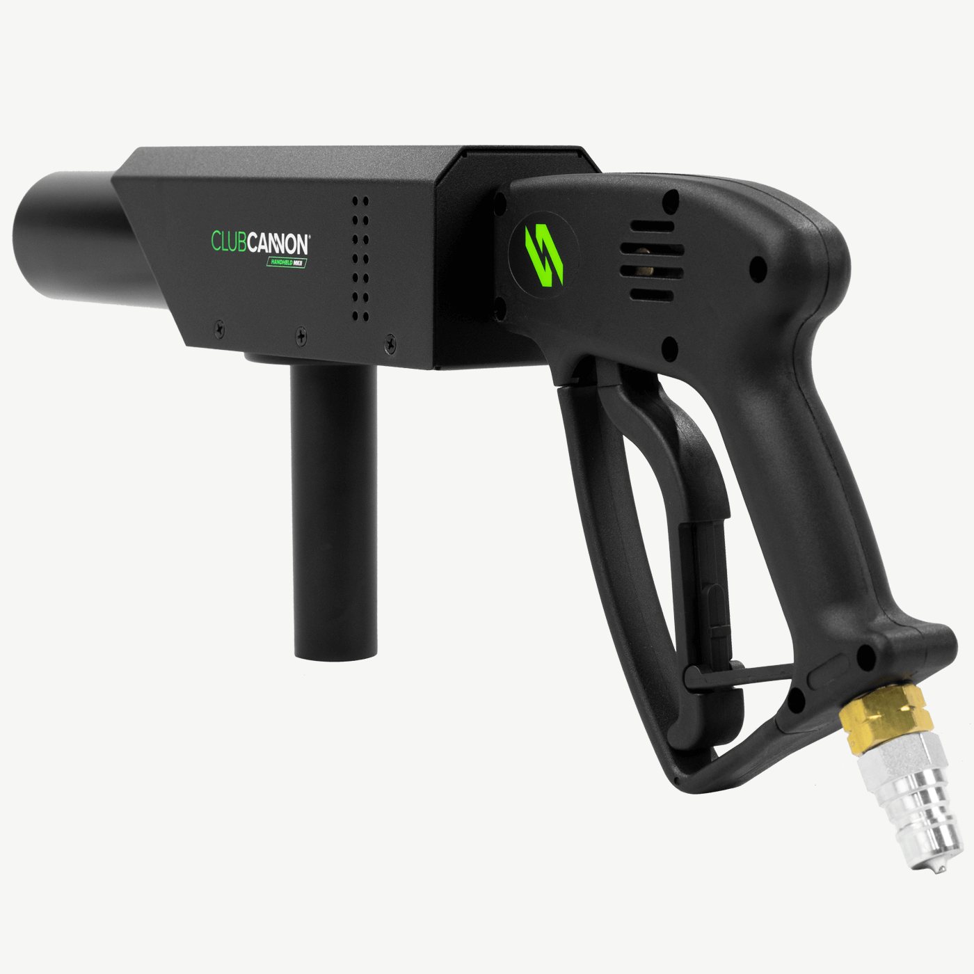 Club Cannon Handheld MKII CO2-kanon til leie – håndholdt CO2-pistol med avtrekker og slangekobling
